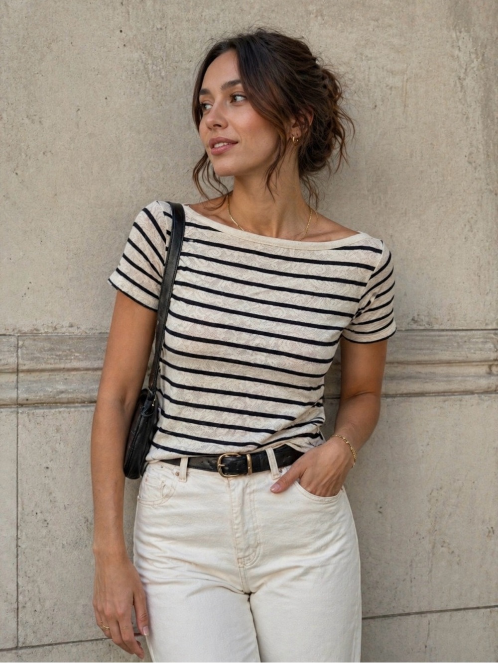 Liz Claiborne Classic Navy & White Striped Women’s Tee